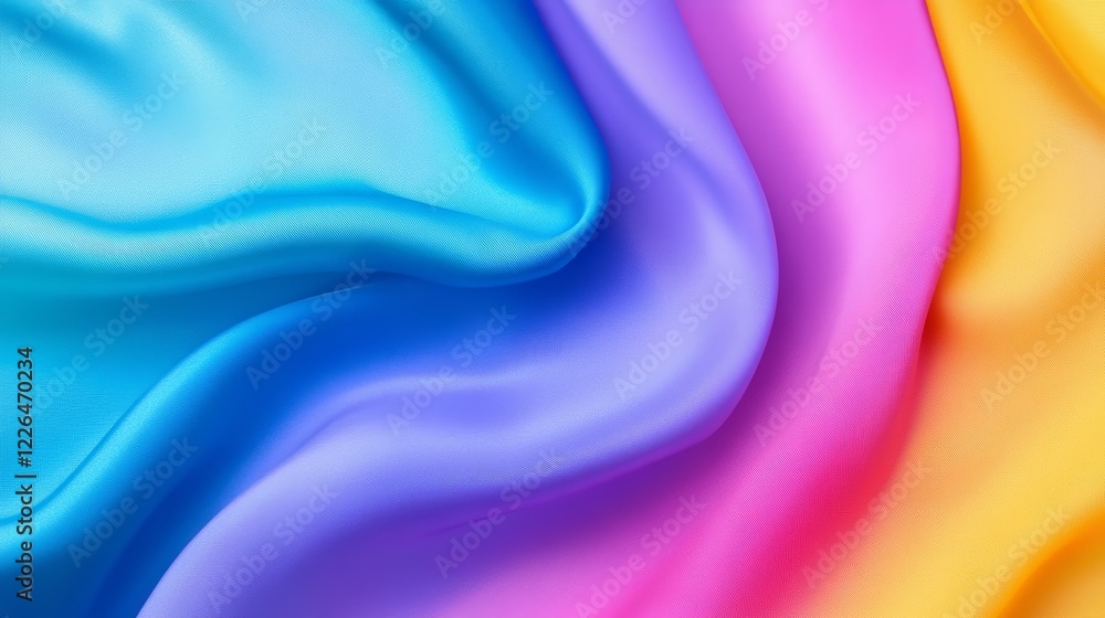Poster colorful fabric background with soft waves - a vibrant abstract fabric background featuring soft wav