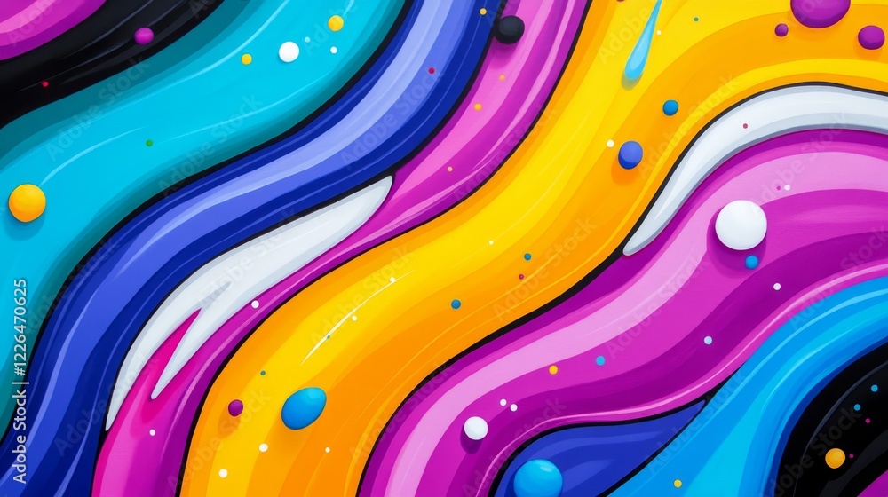Aufkleber colorful wavy design with splashes of color - an abstract design featuring vibrant waves and splashe