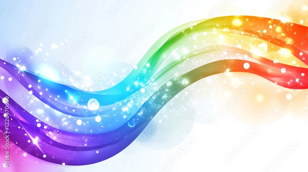 Poster colorful wave design with sparkles - a vibrant abstract wave design featuring a spectrum of colors a