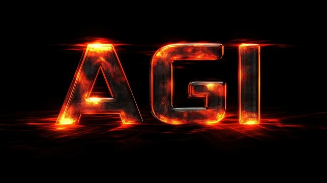 AGI Logo Glowing With Fiery Effects in Bold Style