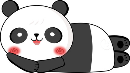 Cute panda bear vector illustration isolated on white background. Cartoon character, hand drawn design. Template for greeting card or poster for nursery-bedroom. Mascot icon