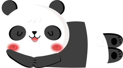 Cute panda bear vector illustration isolated on white background. Cartoon character, hand drawn design. Template for greeting card or poster for nursery-bedroom. Mascot icon