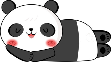 Cute panda bear vector illustration isolated on white background. Cartoon character, hand drawn design. Template for greeting card or poster for nursery-bedroom. Mascot icon