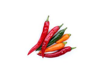 Chili peppers on a white background.