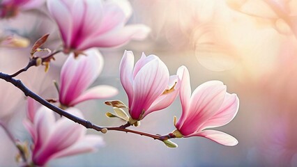 Magnolia Blossom for Magnolia Blossom Day: Elegant Floral Design in Soft Pastel Pink and White Tones