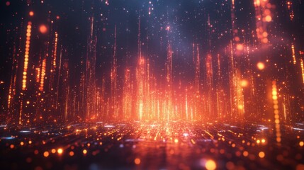 Fototapeta premium Music city made of notes and magical light effects