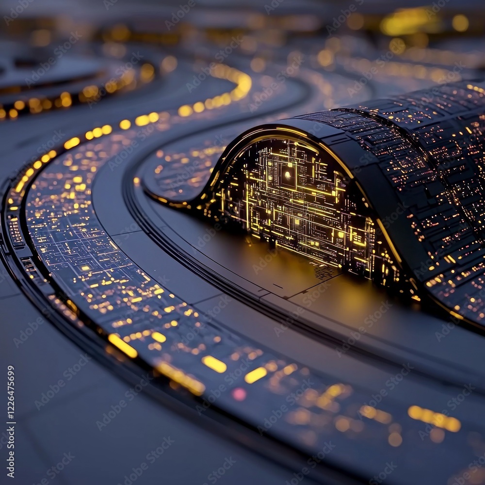 Poster futuristic circuit board abstract technology ai cyberpunk digital neon data glow b
