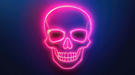 A glowing neon skull icon against a dark background, creating a modern, edgy atmosphere.