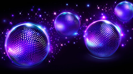 Vibrant purple spheres with glowing lights on dark background