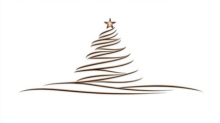 Elegant and Minimalist Outline of a Christmas Tree with a Star on Top, Perfect for Holiday Greeting Cards, Seasonal Designs, and Festive Decorations