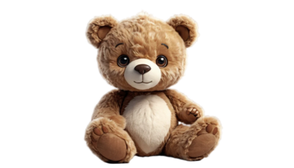 Teddy Bear cute cartoon character animal doll design elements isolated on white transparent background