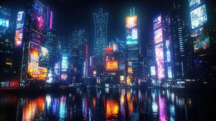 Futuristic Yokohama Harbor Lights