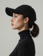 woman wearing a black baseball cap