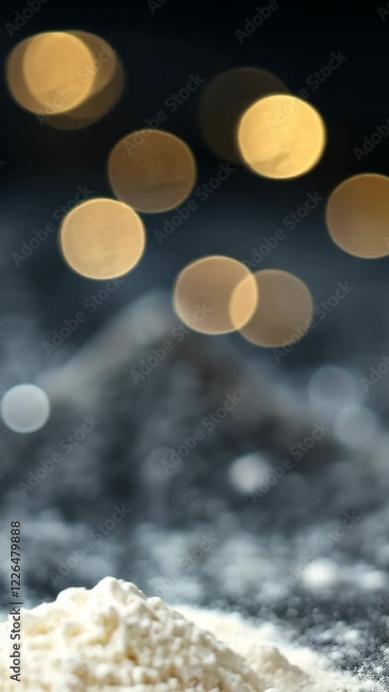 Poster sparkling powder with glowing orbs in a dark environment creating a magical ambiance for an enchanti