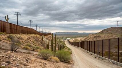 Fototapeta premium a wall on the border with Mexico and America