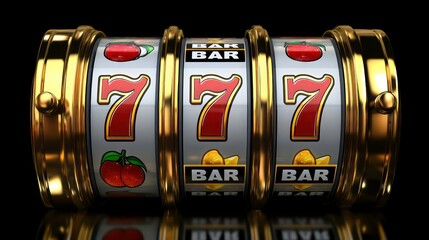 Lucky sevens casino slot machine with bold sevens displayed prominently, representing the thrill, excitement, and fortune of gambling in a classic gaming theme.