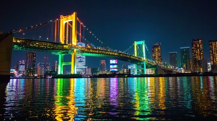 Fototapeta premium Futuristic Tokyo Night Bridge Lighting