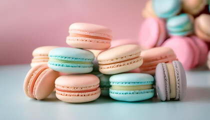 Obraz premium arrangement of pastel-colored macarons 