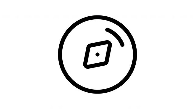 A dynamic motion graphic of a compass icon, symbolizing direction, navigation, and adventure.