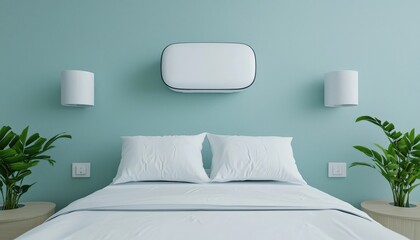 Modern Bedroom Interior with Minimalist Design and Green Accents