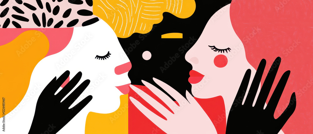 Aufkleber creative abstract depiction of teamwork and connection between diverse individuals, showcasing unity