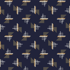 Textile motif seamless pattern. Abstract line shape geometric motif basic pattern continuous background. Man shirt all over print block. 