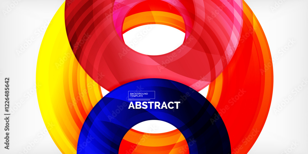 Poster bright colorful circles with light effects. abstract background