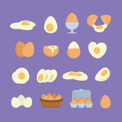 Egg Illustrations Collection with Various Cooking Preparations in Hand Drawn Flat Design