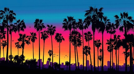 Sunset Palms Cityscape