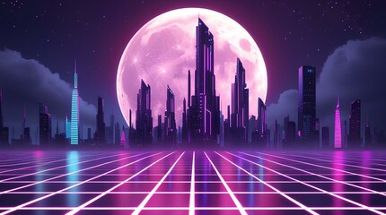 Synthwave Anime City Retro Future Neon Aesthetic Cyberpunk