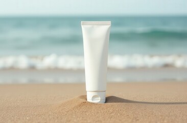 Tube with sun protection on beach