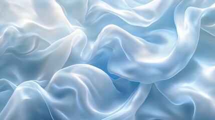 Fototapeta premium Elegant Blue and White Background Featuring Abundant Flowing White Fabric Creating a Soft and Serene Atmosphere Perfect for Artistic and Creative Design Applications and Backgrounds