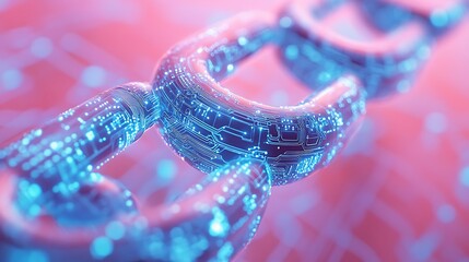 Fototapeta premium Futuristic Digital Chain with Glowing Circuits