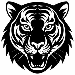 tiger head vector silhouette on white background