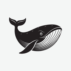 Whale Face Silhouette Vector Art | Black & White Ocean Design