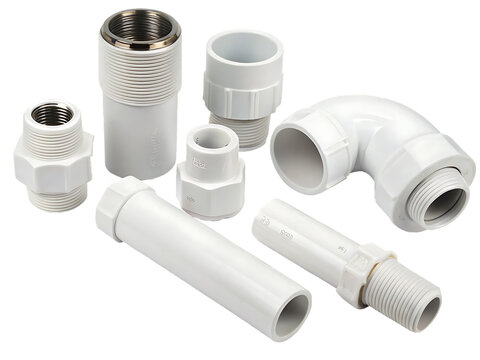 conexiones y tuberias pvc cedula 40 color blanco on white background