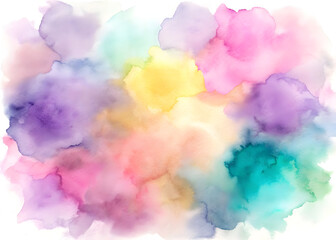 Abstract Watercolor Painting of Pastel Rainbow Colors Splashes and Blends