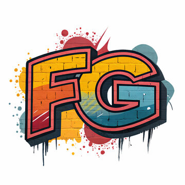 crea un logo que contenga las iniciales fg fusiona on white background