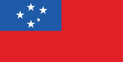 Nationall flag of Independent State of Samoa. Vector illustration
