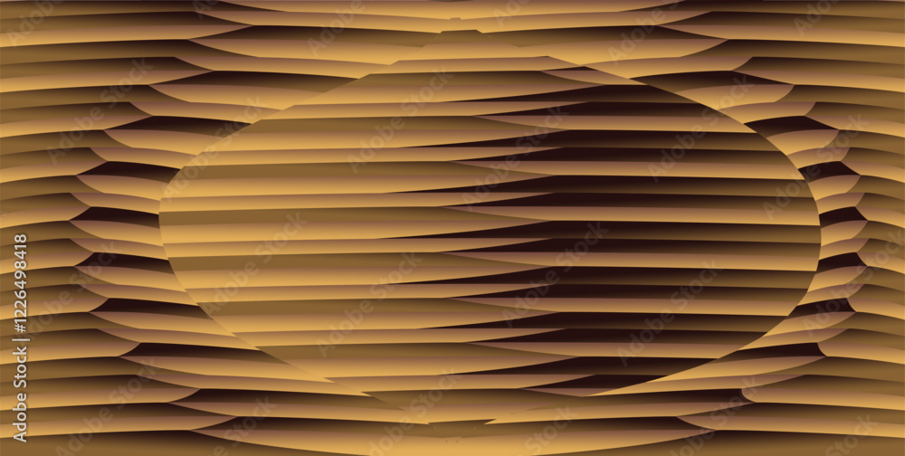Poster a play of straight and curved lines with gold brown gradations as a background and compositional ins