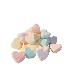 Obraz premium Heart-Shaped Marshmallows on White Background