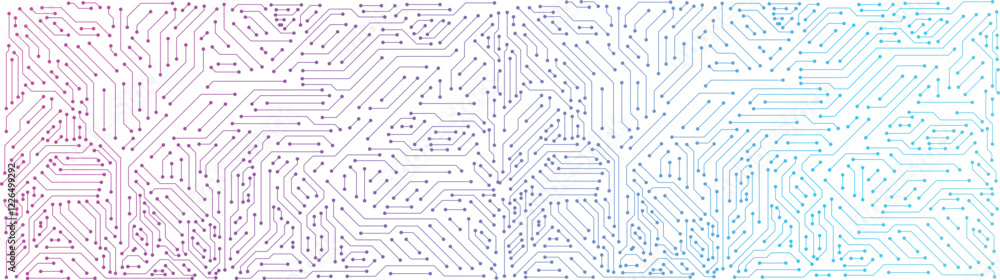 Fototapete Circuit board electronic technology background. Abstract AI circuit board pattern connected neon lines. Computer motherboard with a chip, processor, and semiconductor concept