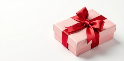 Obraz premium Red and gold gift bow with gift tag on white background, presents, isolated element