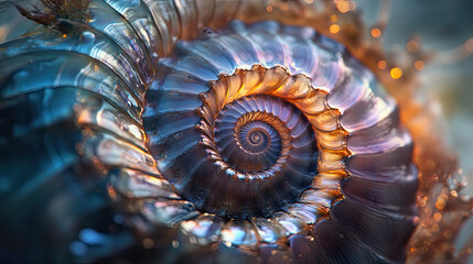 Stunning Close-Up of a Colorful Spiral Seashell in Detail