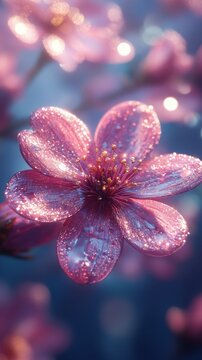 Sparkling and glittering effects on aster petals