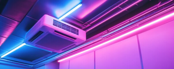 Neon Lights and Air Conditioning Unit: A Modern Interior Design