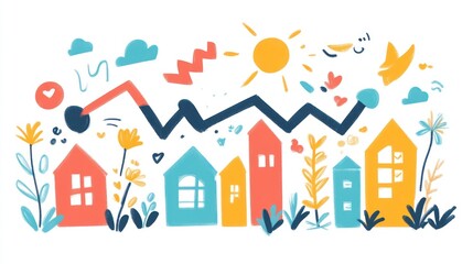 Fototapeta premium Vibrant Housing Market Growth: A Sunny Outlook for Homeowners