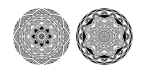 Vector round ethnic element, circular ornaments, decorative design templates, isolated on white background
