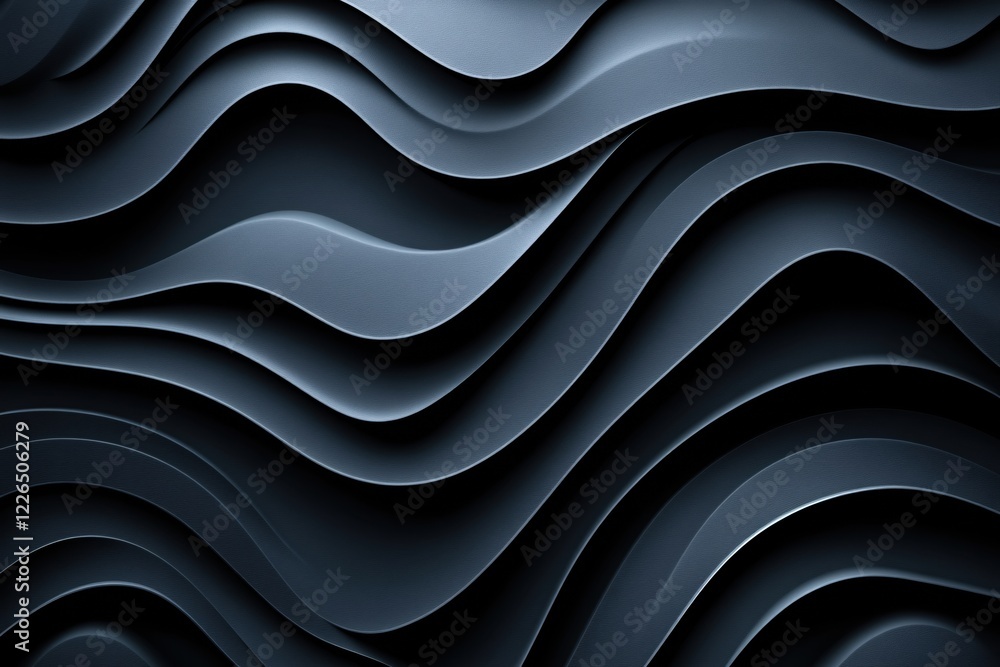 Poster abstract dark blue wave pattern with layered curved shapes and textured surface design