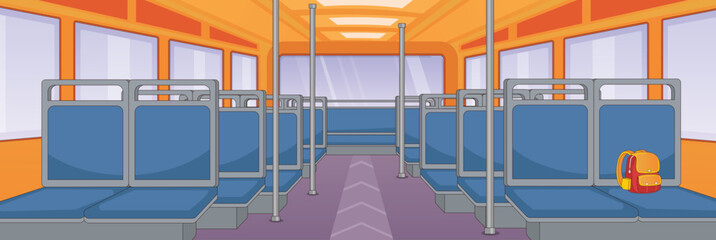 Cute and nice design of Inside the bus School with furniture and interior objects vector design